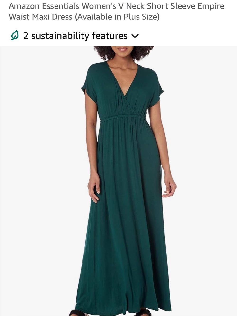 Amazon Essentials Olive Green V-Neck Maxi Dress